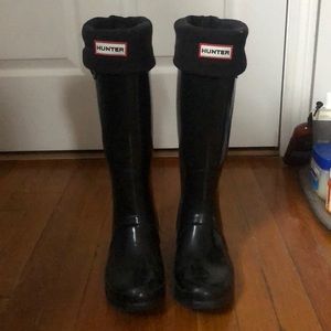 Hunter original tall gloss black rain boots
